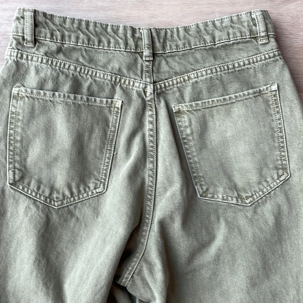 Mango Regina Slouch Jeans Khaki Green Size 8 - Picture 7 of 10